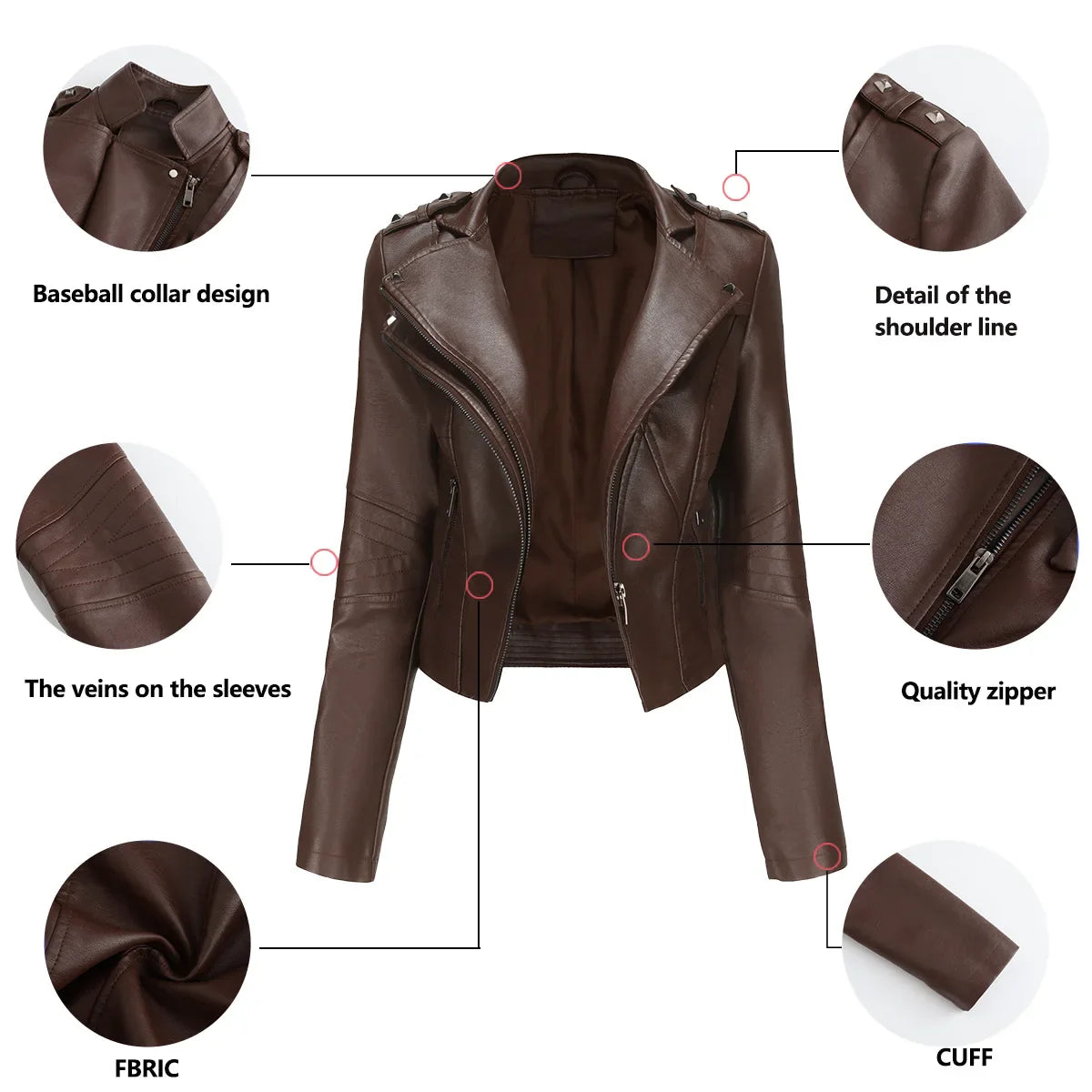 Faux Leather Jackets- Faux Leather Biker Urban Rider Moto Jacket- - IndioGear.com