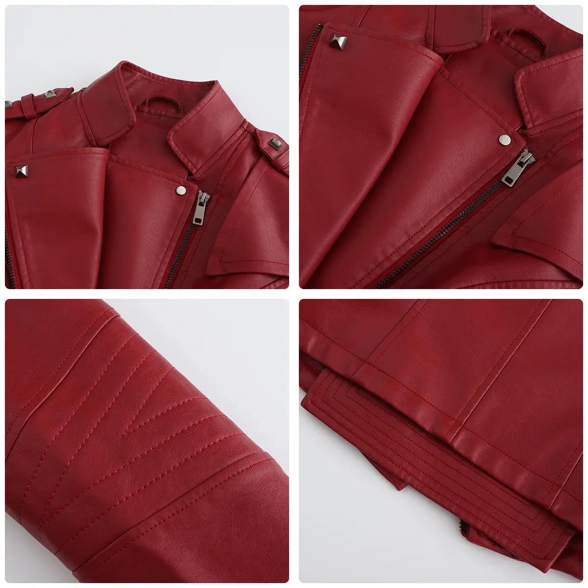 Faux Leather Jackets- Faux Leather Biker Urban Rider Moto Jacket- - IndioGear.com