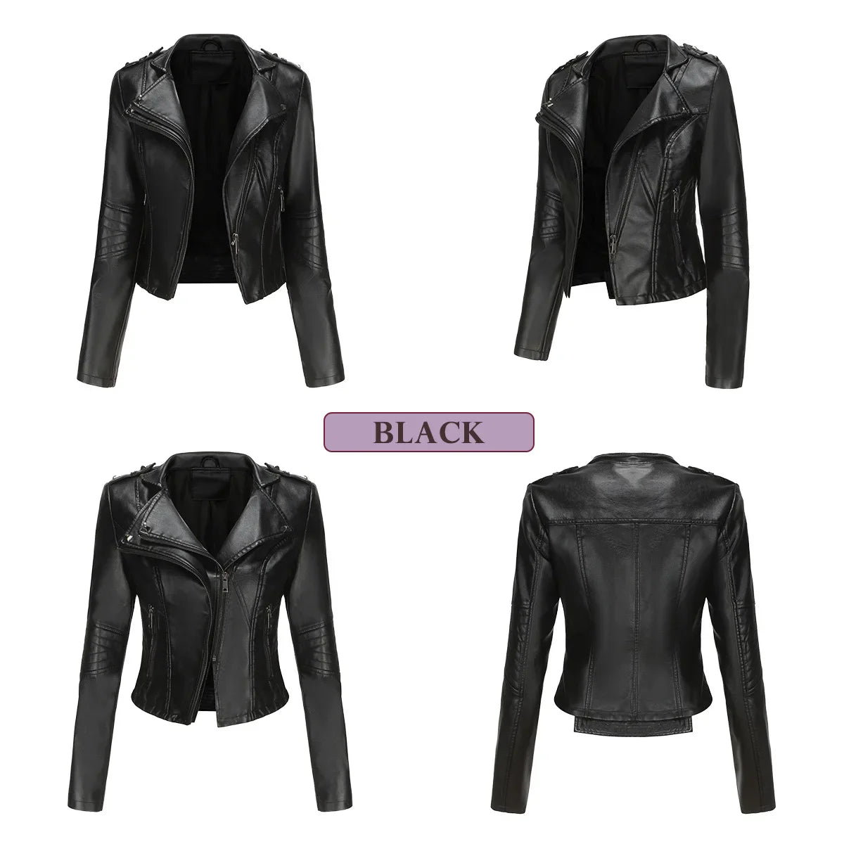 Faux Leather Jackets- Faux Leather Biker Urban Rider Moto Jacket- - IndioGear.com