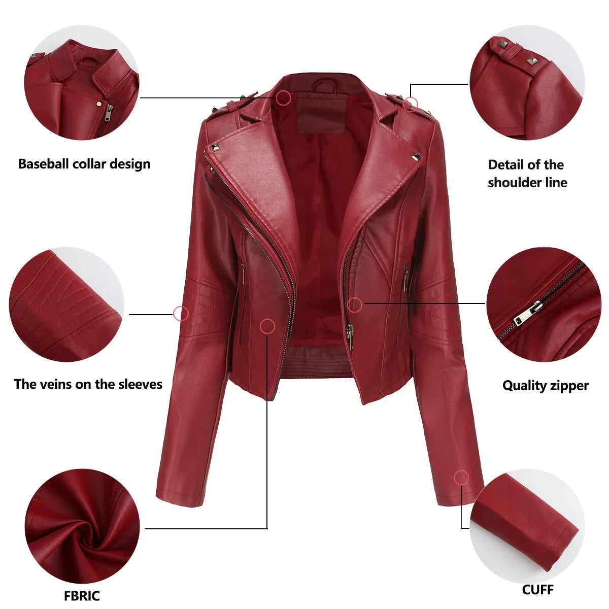 Faux Leather Jackets- Faux Leather Biker Urban Rider Moto Jacket- - IndioGear.com