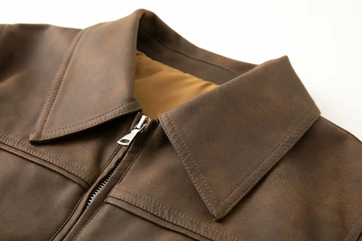 Faux Leather Jackets- Suede-Feel Faux Leather Jacket- - IndioGear.com