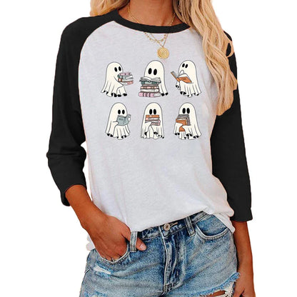 Festive Printed Shirts- Trick-or-Treat Trove Raglan T-Shirt- Pattern15- IndioGear.com