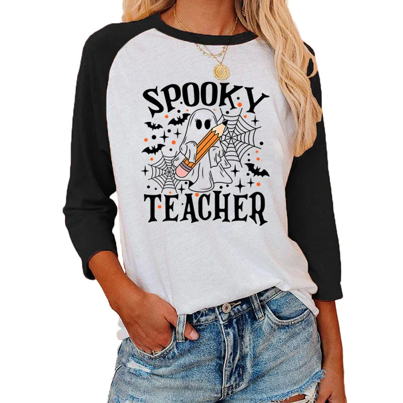 Festive Printed Shirts- Trick-or-Treat Trove Raglan T-Shirt- - IndioGear.com