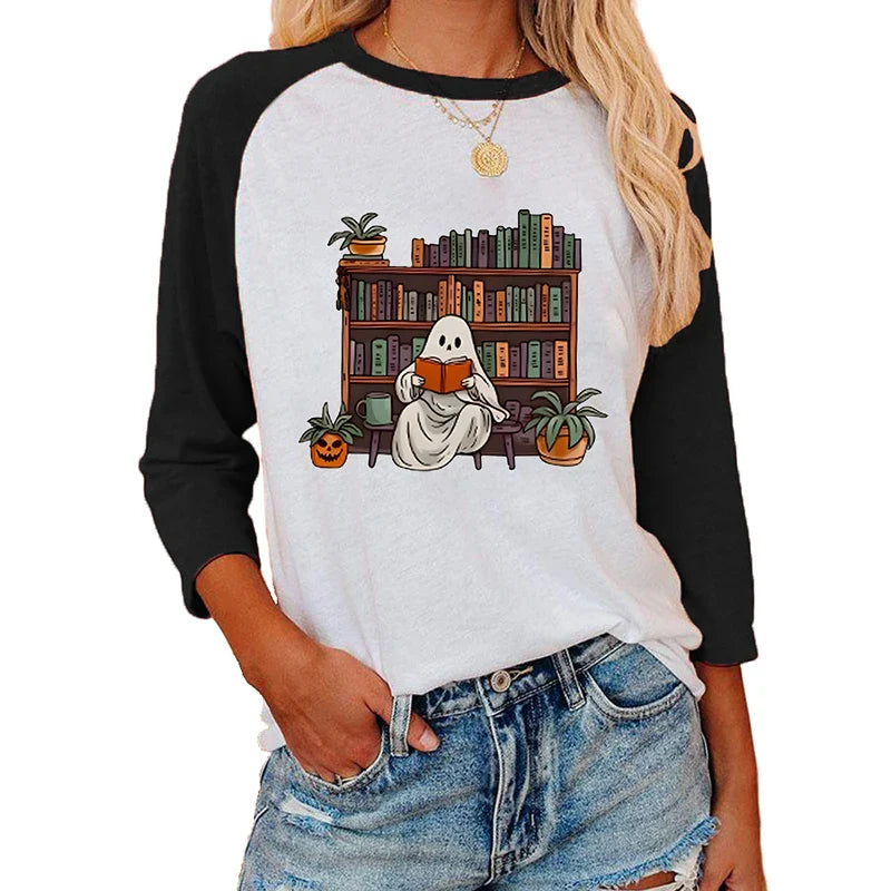 Festive Printed Shirts- Trick-or-Treat Trove Raglan T-Shirt- - IndioGear.com