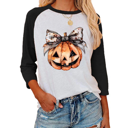 Festive Printed Shirts- Trick-or-Treat Trove Raglan T-Shirt- Pattern10- IndioGear.com