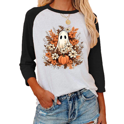 Festive Printed Shirts- Trick-or-Treat Trove Raglan T-Shirt- Pattern3- IndioGear.com