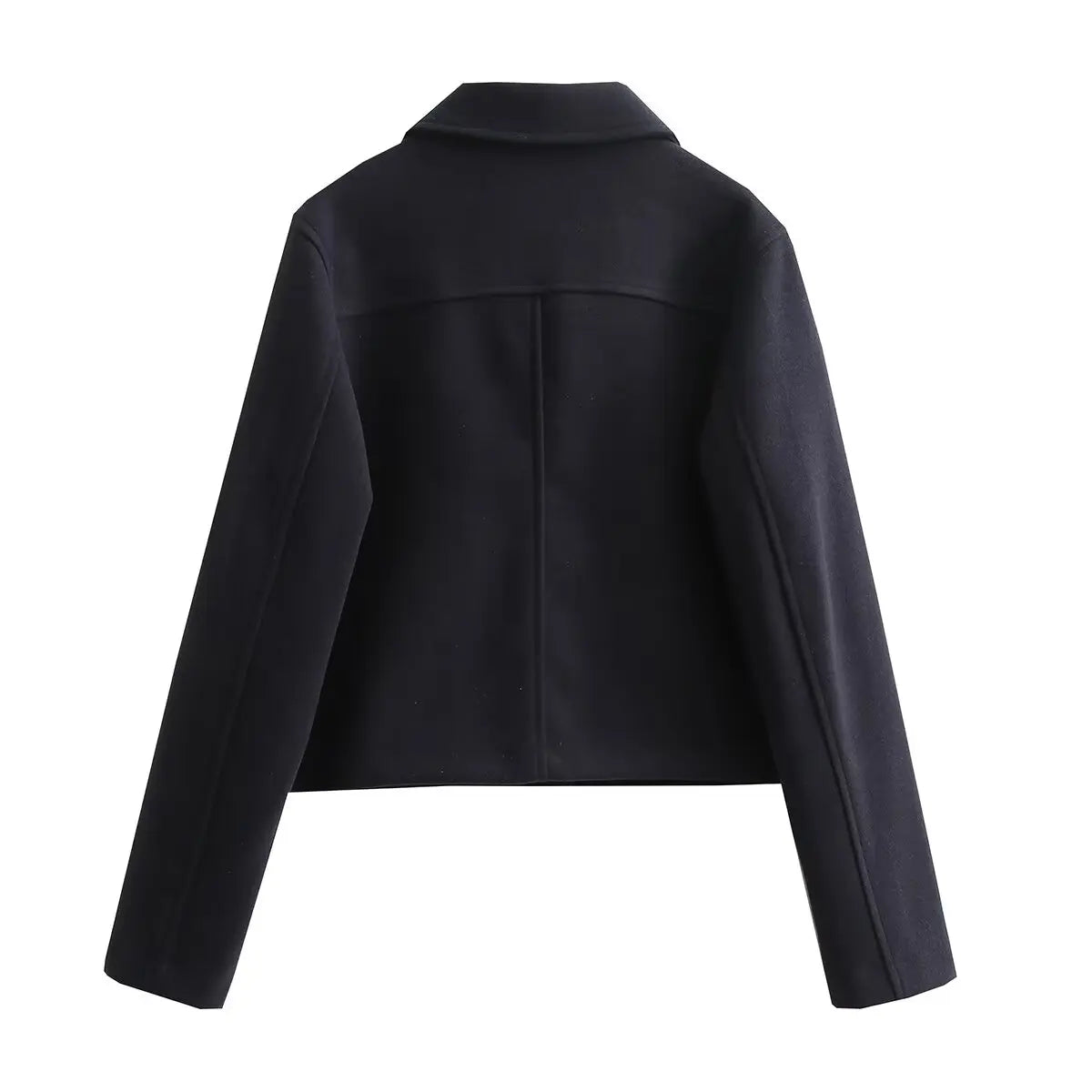 Flap Jackets- Fall Essential Cropped Wool-Blend Jacket- - Chuzko Women Clothing