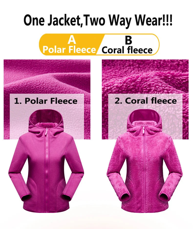 Fleece Hoodies- Dual Fleece Hoodie Unisex Reversible Jacket- - IndioGear Women Clothing