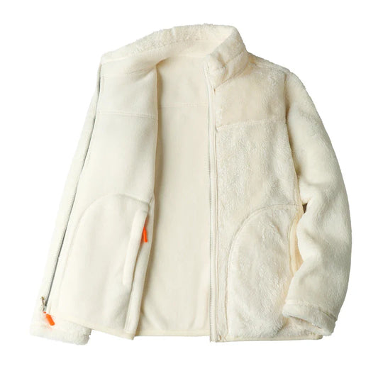 Fleece Jackets- Fleece Lined Jacket Plush Polar Dual-sided Outerwear- - IndioGear Women Clothing