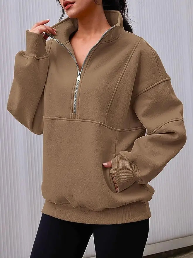 Fleece Sweatshirts - Essential Lounge Fleece Half-Zip Sweatshirts