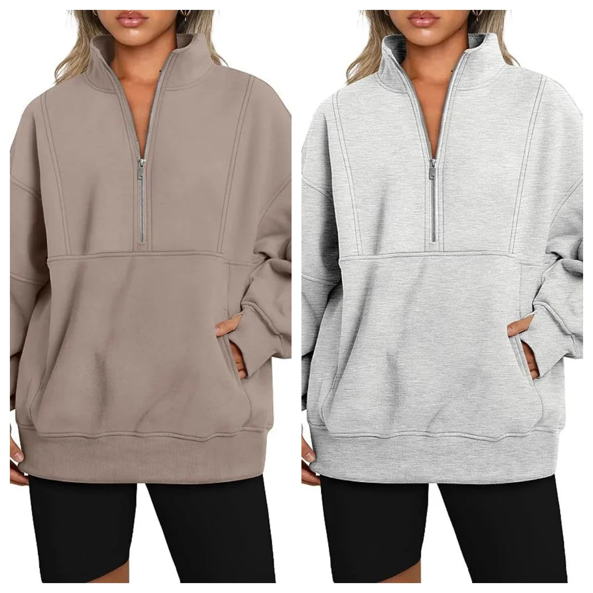 Fleece Sweatshirts - Essential Lounge Fleece Half-Zip Sweatshirts