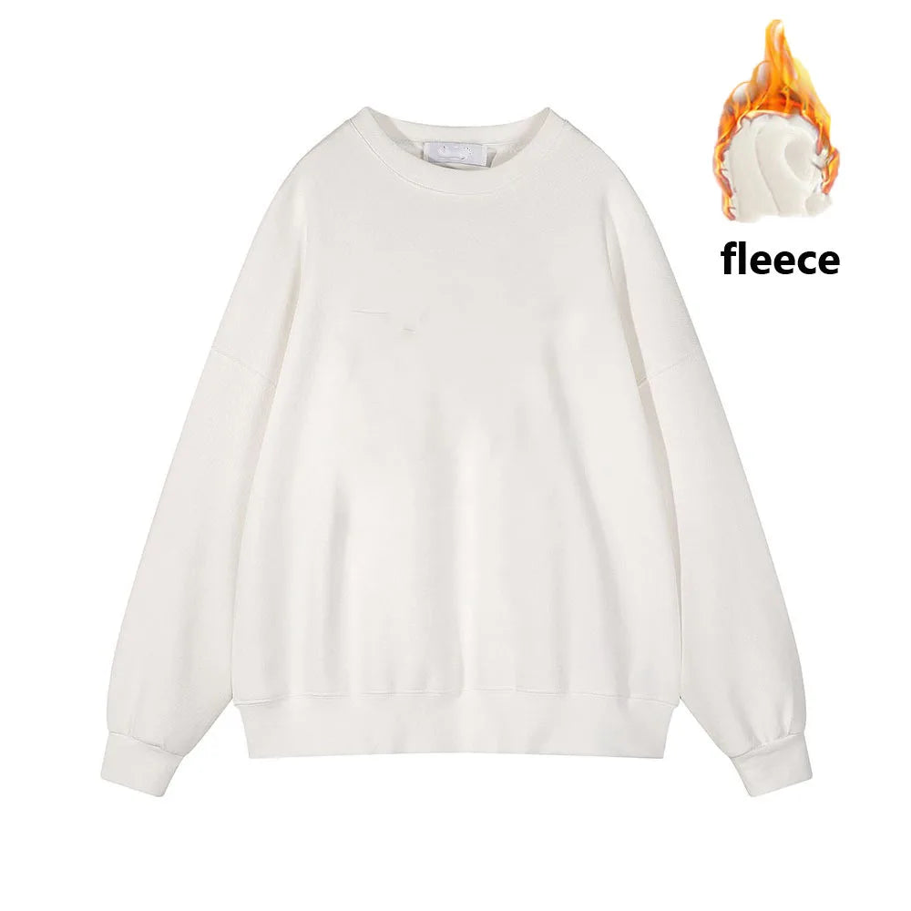 Fleece Sweatshirts- Warmth in Style: Solid Fleece Pullover- White- IndioGear.com