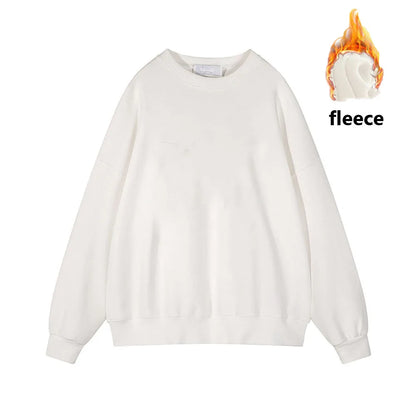 Fleece Sweatshirts- Warmth in Style: Solid Fleece Pullover- White- IndioGear.com