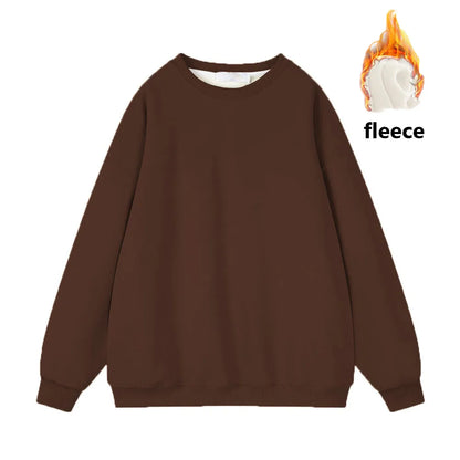 Fleece Sweatshirts- Warmth in Style: Solid Fleece Pullover- Brown- IndioGear.com