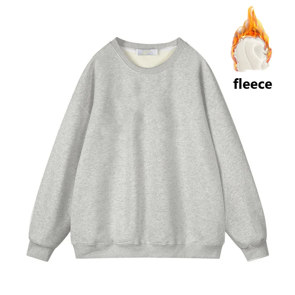 Fleece Sweatshirts- Warmth in Style: Solid Fleece Pullover- Grey- IndioGear.com