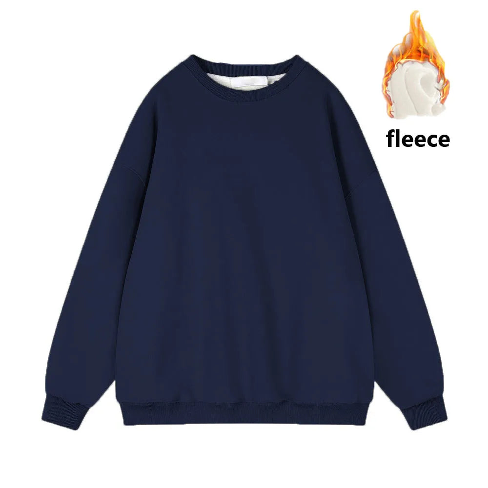 Fleece Sweatshirts- Warmth in Style: Solid Fleece Pullover- Blue- IndioGear.com