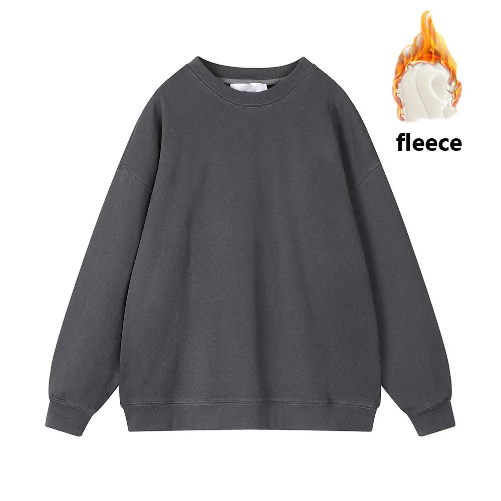 Fleece Sweatshirts- Warmth in Style: Solid Fleece Pullover- Dark Grey- IndioGear.com