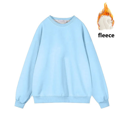 Fleece Sweatshirts- Warmth in Style: Solid Fleece Pullover- Light Blue- IndioGear.com