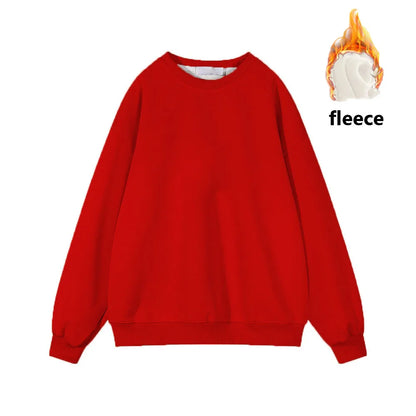 Fleece Sweatshirts- Warmth in Style: Solid Fleece Pullover- Red- IndioGear.com