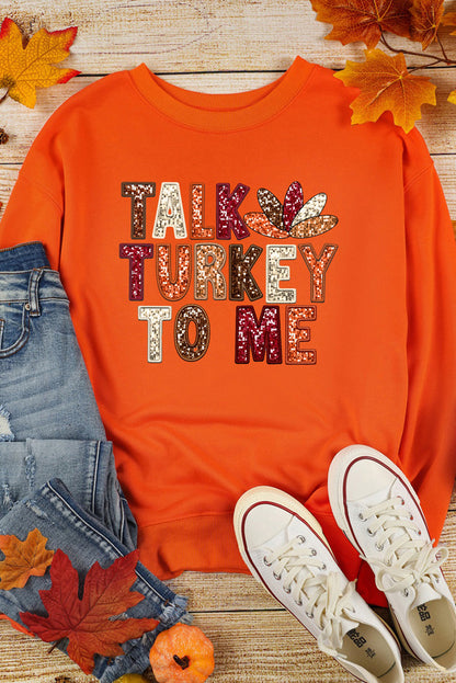 Graphic Sweatshirts- Talk Turkey To Me Thanksgiving Sweatshirt Holiday Pullover- - IndioGear Women Clothing