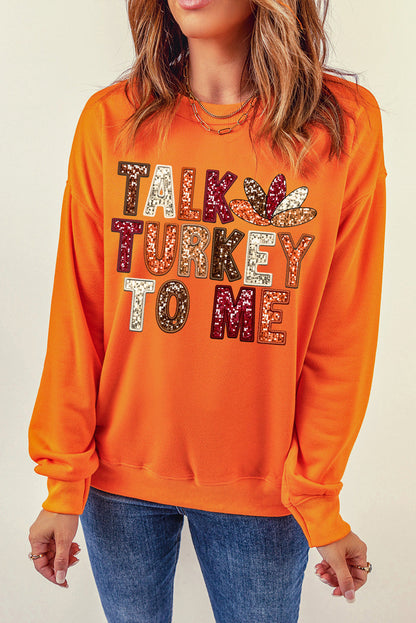 Graphic Sweatshirts- Talk Turkey To Me Thanksgiving Sweatshirt Holiday Pullover- - IndioGear Women Clothing