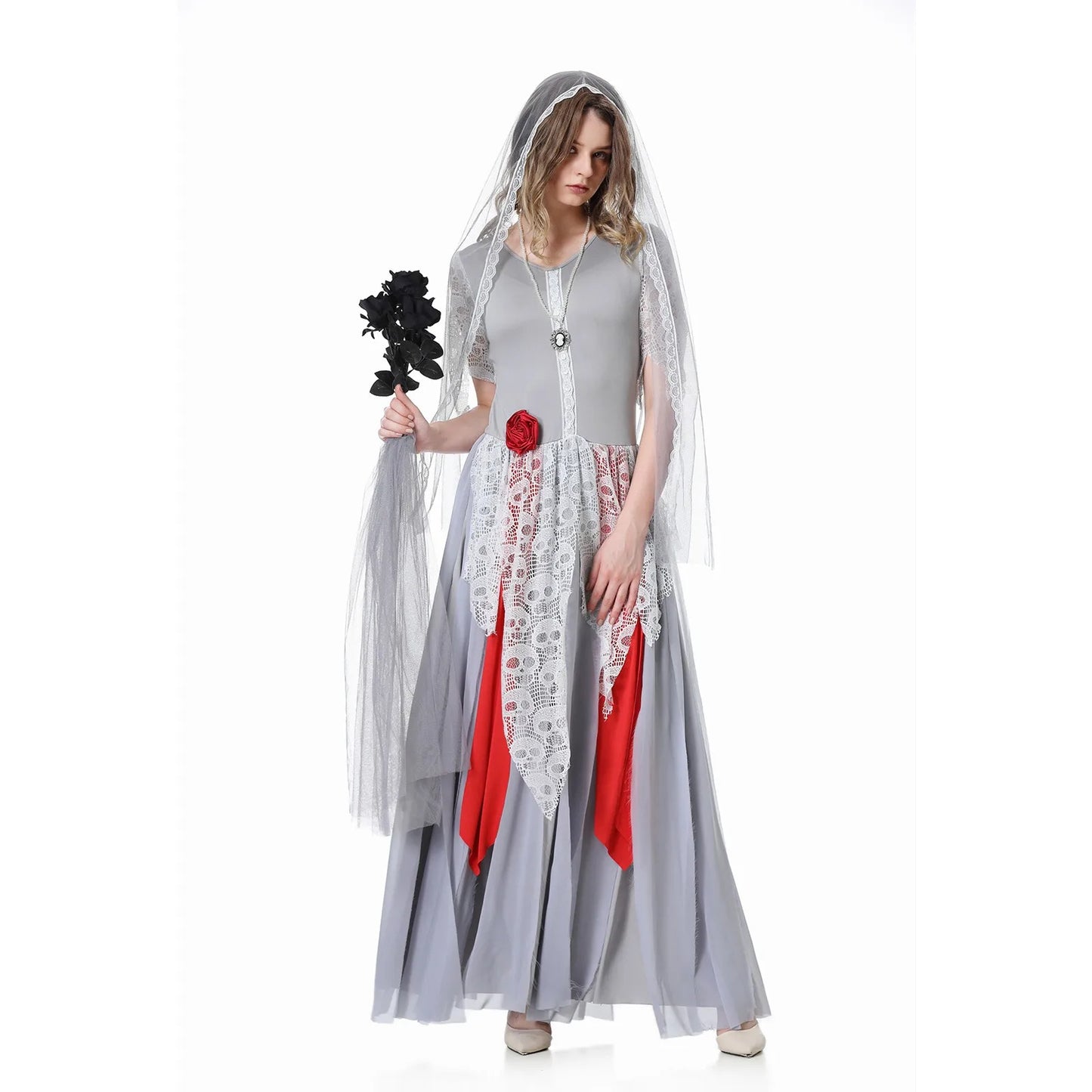 Halloween Costumes- Supernatural Wedding Gown Costume - Ghostly Bride Attire- - Chuzko Women Clothing