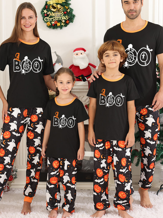 Halloween Pajamas- BOO-tiful Family Matching Halloween Pajamas 🎃👻- Orange- IndioGear.com