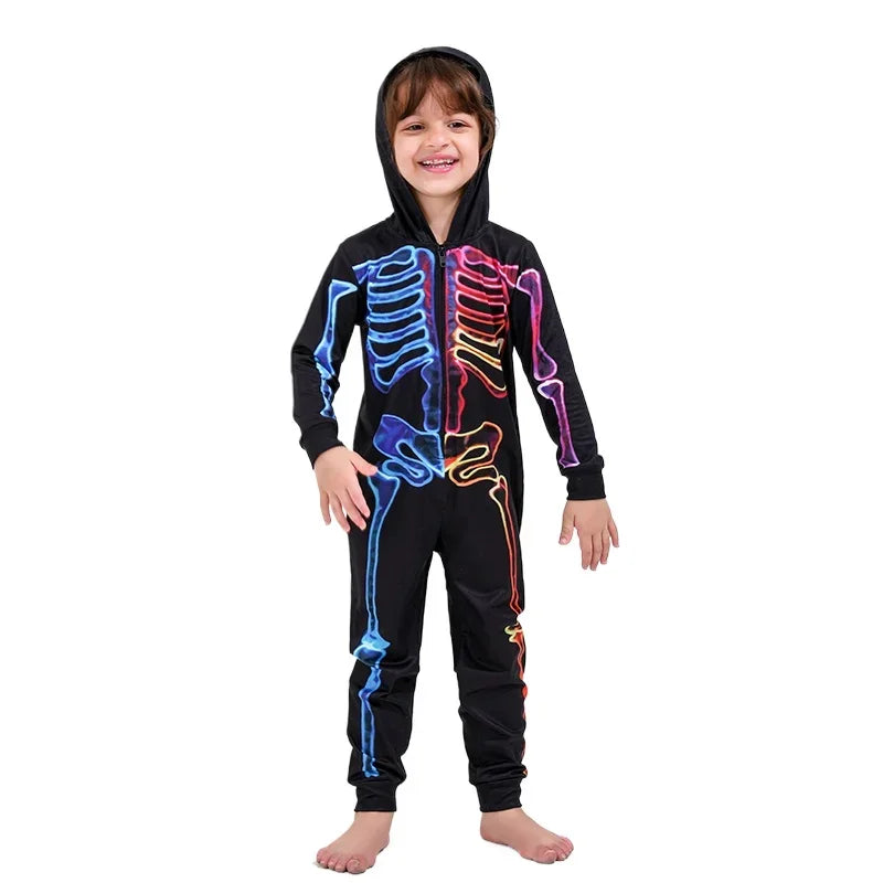 Family Neon Glow Skeleton Pajamas for Halloween