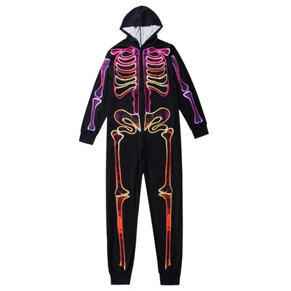 Pyjama squelette familial néon brillant pour Halloween