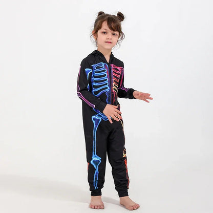 Family Neon Glow Skeleton Pajamas for Halloween