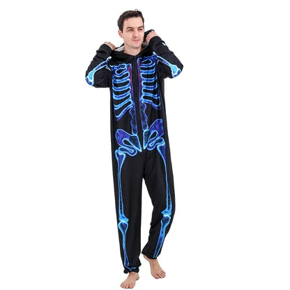 Pyjama squelette familial néon brillant pour Halloween