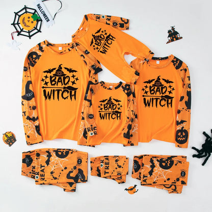 Gruseliger Boo &amp; Bad Witch Familienpyjama für Halloween