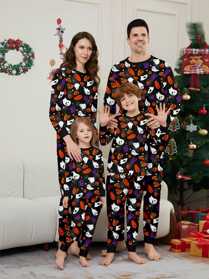 Halloween Pajamas- Spooky Ghosts Family Halloween Pajamas- Black- IndioGear.com