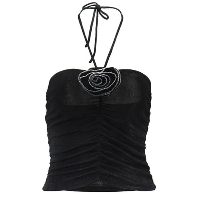 Halter Tops- Minimalist Halter Top with Elegant Detailing- - IndioGear