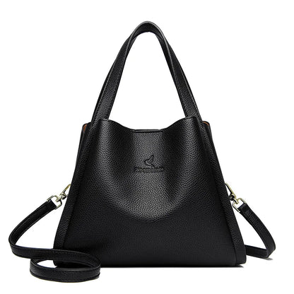 HandBags- Faux Soft Leather Top-handle Bags- Black- IndioGear.com