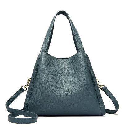 HandBags- Faux Soft Leather Top-handle Bags- Blue- IndioGear.com