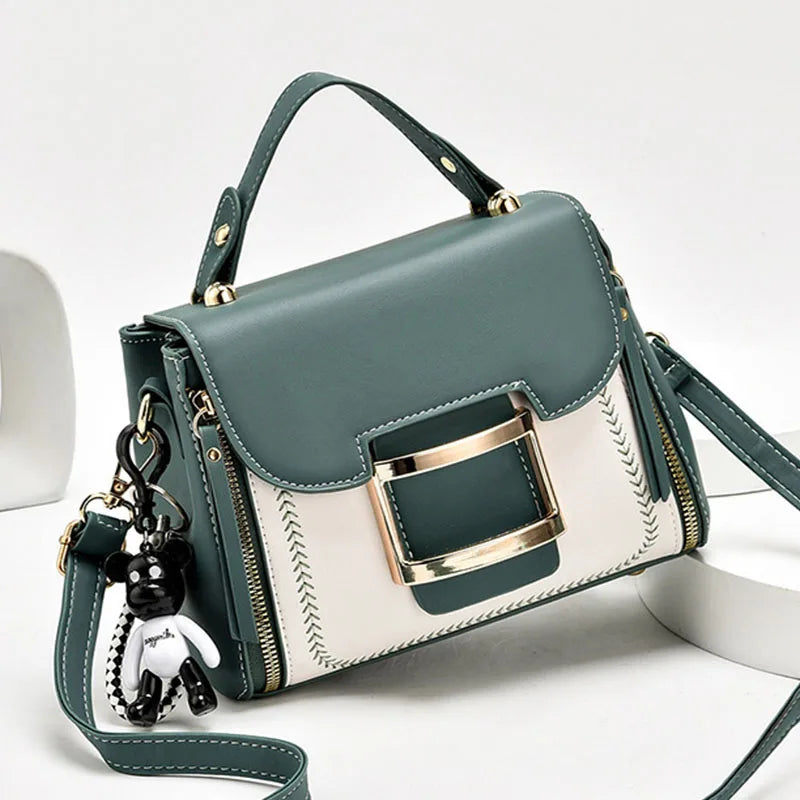 HandBags- Posh Contour Crossbody Handbags- Green- IndioGear Women Clothing