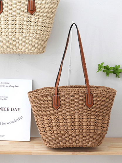 Handbags- Women's Straw Beach Bag for Summer Adventures- - IndioGear.com