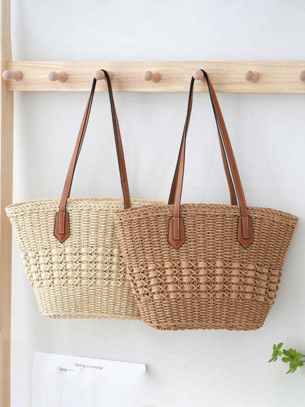 Handbags- Women's Straw Beach Bag for Summer Adventures- - IndioGear.com