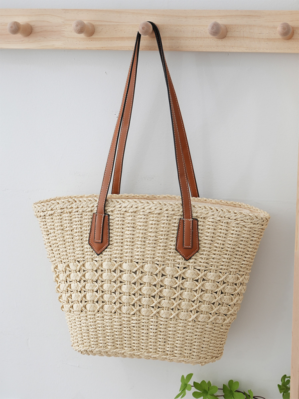 Handbags- Women's Straw Beach Bag for Summer Adventures- Cream- IndioGear.com