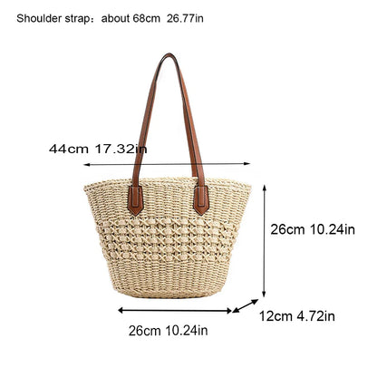 Handbags- Women's Straw Beach Bag for Summer Adventures- - IndioGear.com