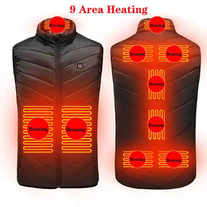 Heating Vests- Heat On-Demand Waistcoat USB Advanced Multi-Zone Heating Vest- 9 Areas Black- IndioGear Women Clothing