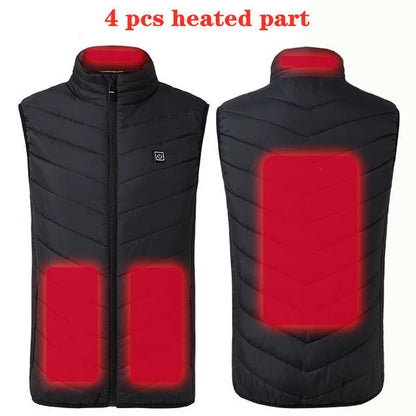 Heating Vests- Heat On-Demand Waistcoat USB Advanced Multi-Zone Heating Vest- 4 Areas Black- IndioGear Women Clothing