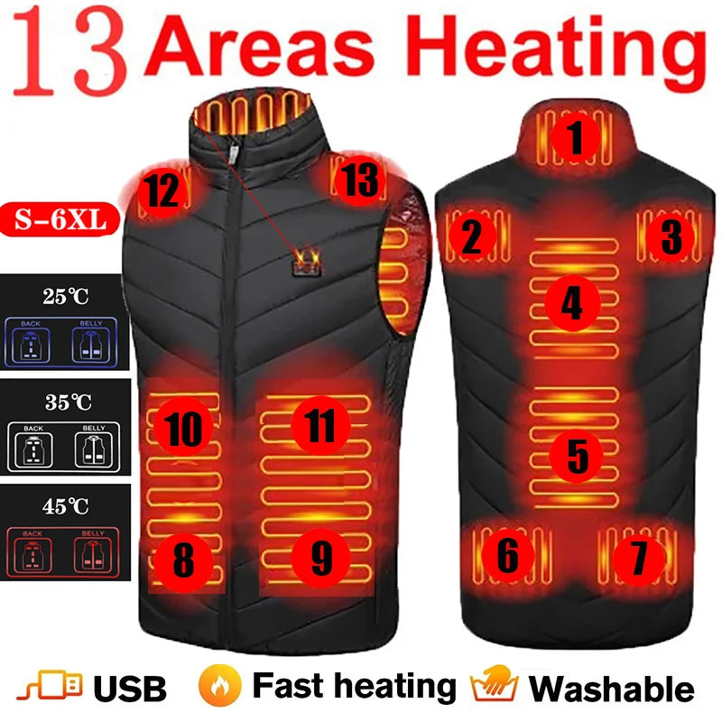 Heating Vests- Heat On-Demand Waistcoat USB Advanced 17 Zone Heating Vest- - IndioGear Women Clothing