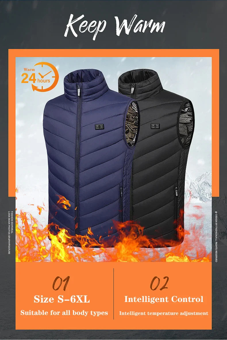 Heating Vests- Heat On-Demand Waistcoat USB Advanced 17 Zone Heating Vest- - IndioGear Women Clothing