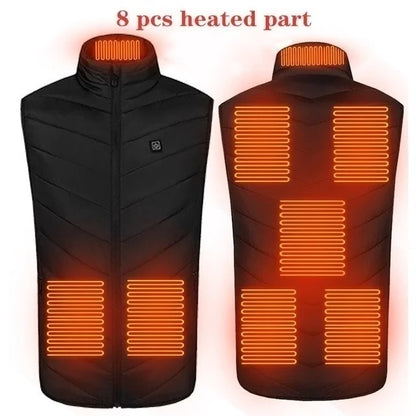 Heating Vests- Heat On-Demand Waistcoat USB Advanced Multi-Zone Heating Vest- 8 Areas Black- IndioGear Women Clothing