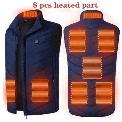 Heating Vests- Heat On-Demand Waistcoat USB Advanced Multi-Zone Heating Vest- 8 Areas Blue- IndioGear Women Clothing