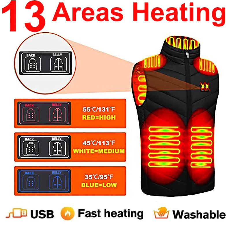 Heating Vests- Heat On-Demand Waistcoat USB Advanced 17 Zone Heating Vest- - IndioGear Women Clothing