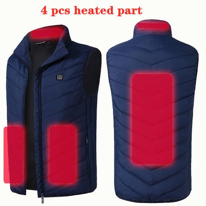 Heating Vests- Heat On-Demand Waistcoat USB Advanced Multi-Zone Heating Vest- 4 Areas Blue- IndioGear Women Clothing