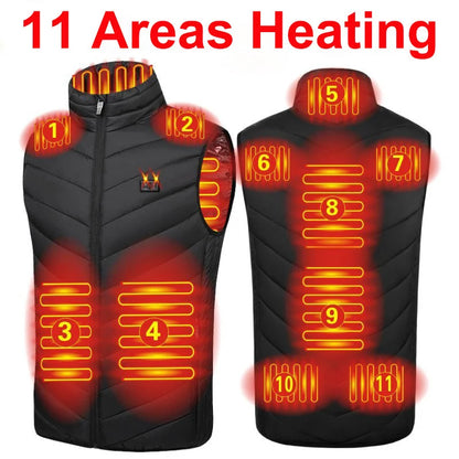 Heating Vests- Heat On-Demand Waistcoat USB Advanced Multi-Zone Heating Vest- 11 Areas Black- IndioGear Women Clothing